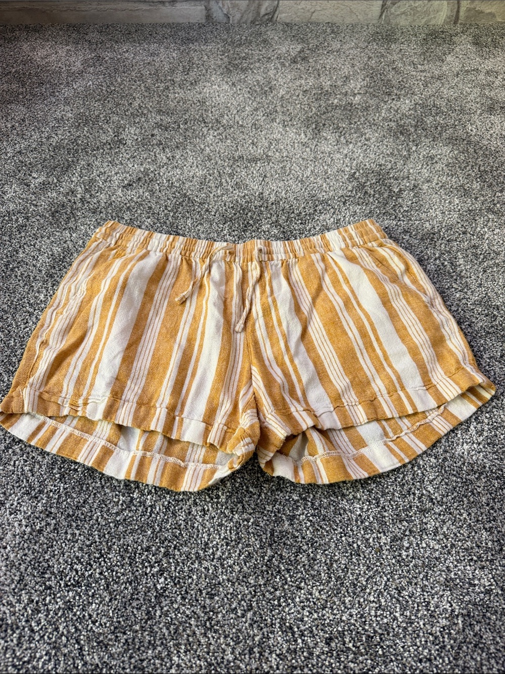 Old Navy Mustard Yellow and Cream Striped Women's Lounge Shorts